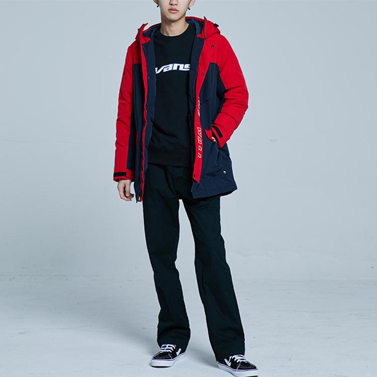 Vans Mid-Length Warm Hooded Down Jacket Men Jacket Red Blue VN0A3DHSRS9