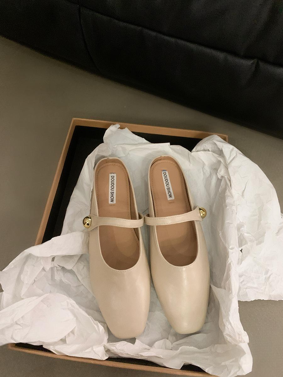 

Нишевые туфли-полусабо с открытым носком, обувь феи, верхняя одежда, 2025, новые весенне-летние, темпераментные, ретро, с полуподдержкой, одинарные туфли 40 абрикосовый