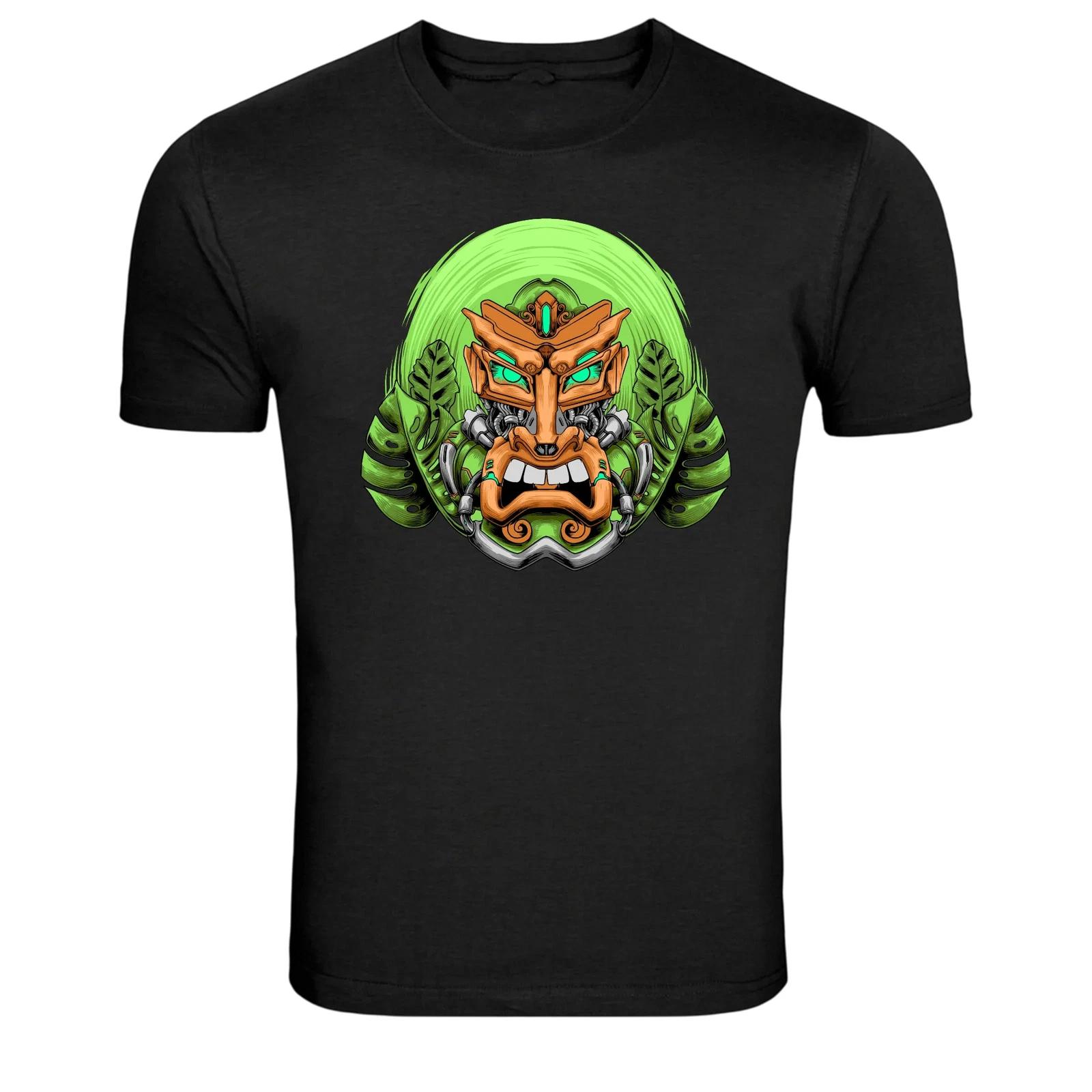Tribal Mask Warrior Jungle Style Graphic T-Shirt S