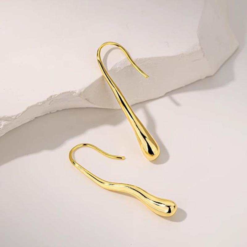 Female Personality Simple Niche Unique Temperament Water Droplet Earrings золотой