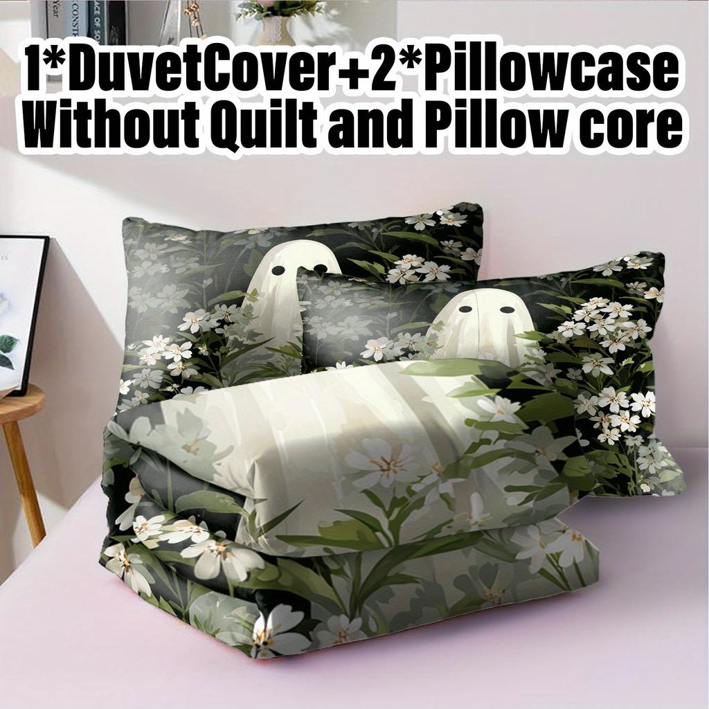 3Pcs Halloween Duvet Cover Set Without Core Quilt Cover With 2 Pillowcasessoft And Machine Washable Bedding Set For Bedroom