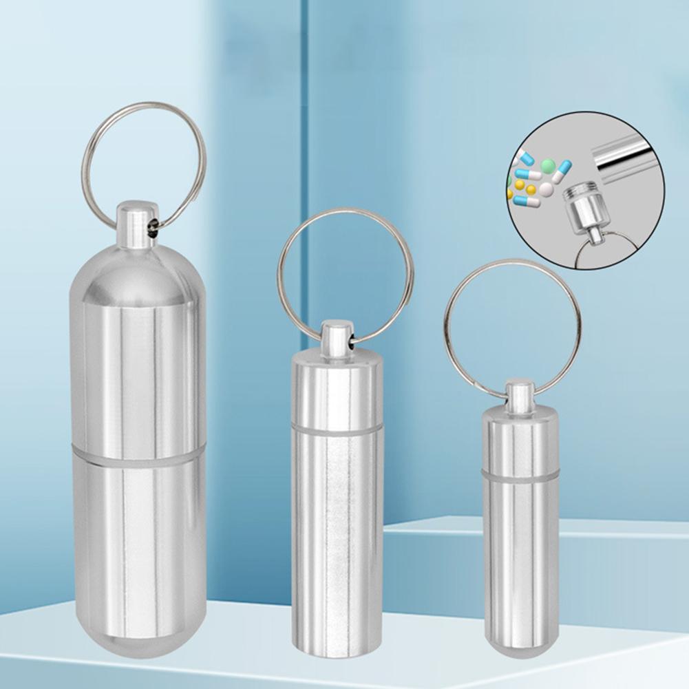Keychain Capsule Box Portable Waterproof Elderly First Aid Pill Case Aluminum Alloy Health Care for Traveling Camping