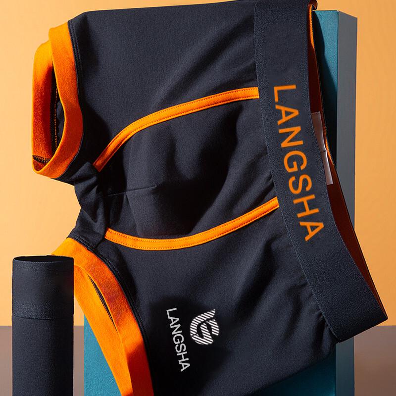 Langsha Men's Cotton Antibacterial Mid-Waist Boxer Briefs