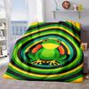 2026 New Arrivals 1pc Foldable Home Cozy Cute Frog Print Flannel Blanket - Soft Warm All-Season Throw with Vibrant Frog Design, Mixed Colors, Perfect 