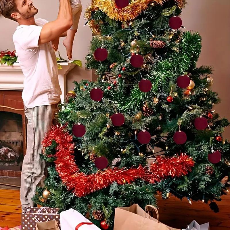 5/10Pcs Velvet Christmas Ball Ornaments Red White Xmas Tree Hanging Pendants Diy Home Party Christmas Decoration Year Gifts