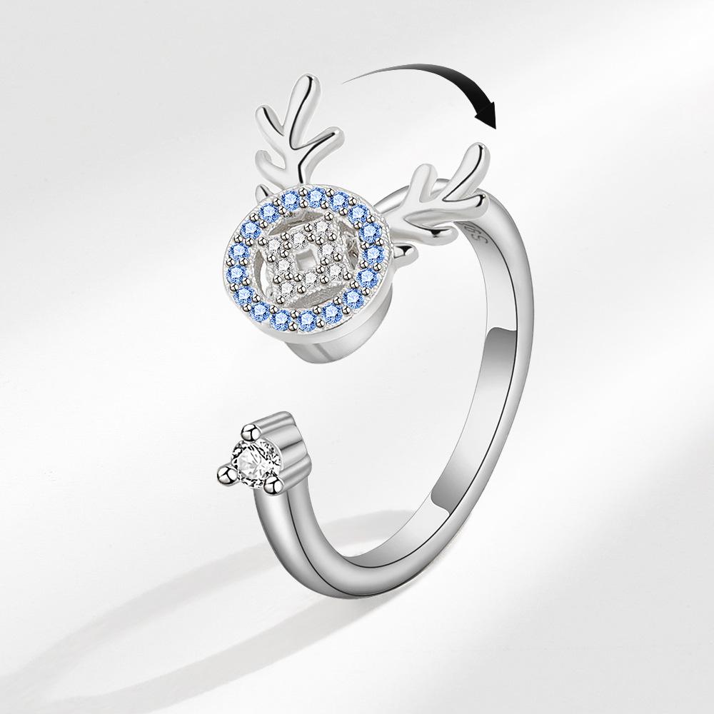 925 Sterling Silver Sunflower Diamond Zircon Rotatable Ring For Women Gift Relieve Stress Ring Jewelry