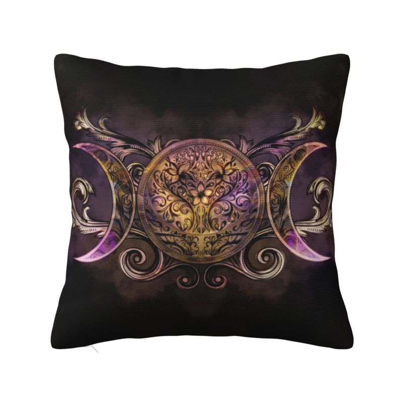 Custom Nordic Pentagram Pentacle Cushion Cover for Sofa Soft Triple Moon Goddess Pagan Wiccan Throw Pillow Case Home Decor