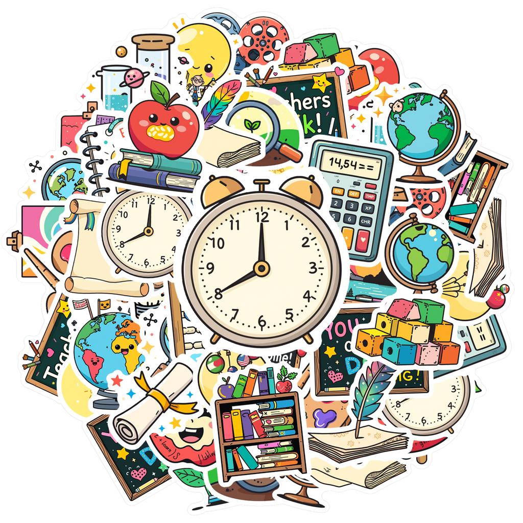 Fun Education Decals Colorful Art School Supplies Stationery Stickers For Fridge Laptop