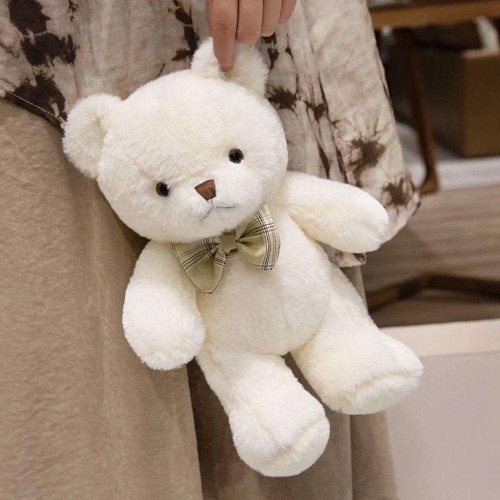 Fluffy Colorful Bow Tie Bear Doll Soft Animal Bear Doll Pillow  Decorate Present