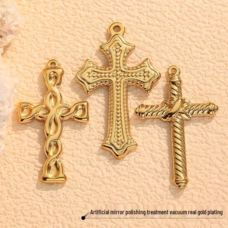 European & American Fashion Stainless Steel Cross Pendant Clavicle Chain - Non-Fading Women's Light Luxury Sweater Accessory