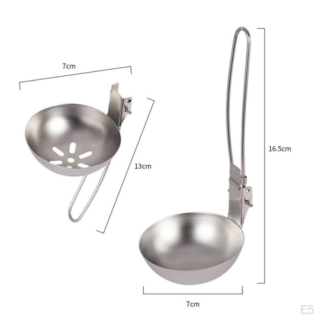 Folding Ladle Slotted Spoon Steel Soup Colander Spoon, Kitchen Outdoor Cooking Utensils Travel