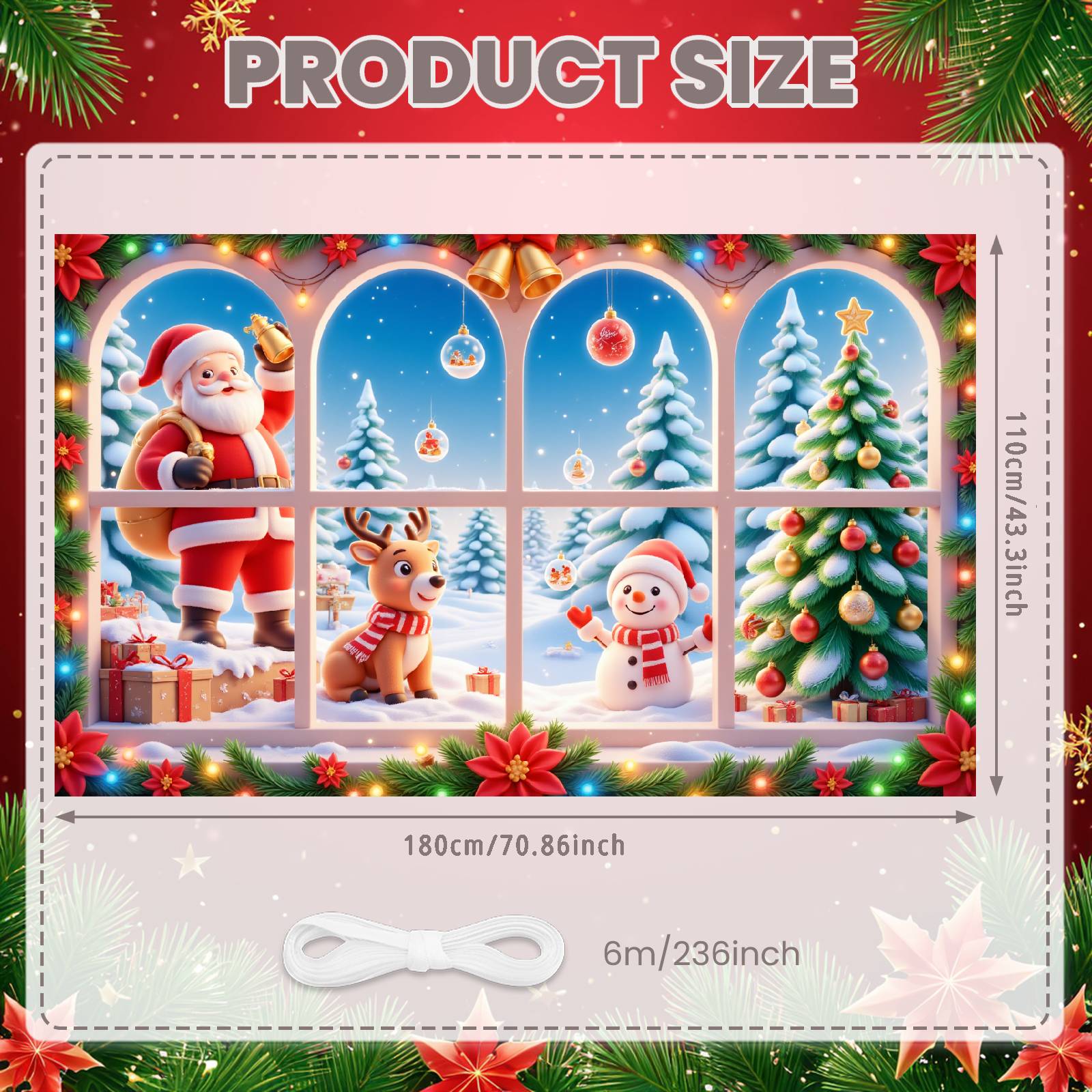 Holiday Party Banner Cartoon Character Santa Claus Banner Holiday Banner Festive Decor For Family Gathering School Event