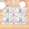 Easter Bunny Pattern Placemat Cotton Linen Fabric Table Mats Family Dinner Tableware Kitchen Size 30X45 Cm Table Mat