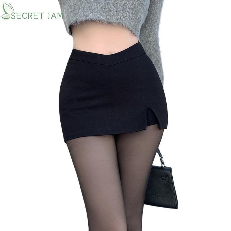 

Secret Jam, черные мини-юбки с разрезом, женские летние сексуальные клубные юбки с разрезом и высокой талией, уличная одежда, корейская мода для вечеринок, нерегулярная тонкая юбка трапециевидной формы, большие размеры