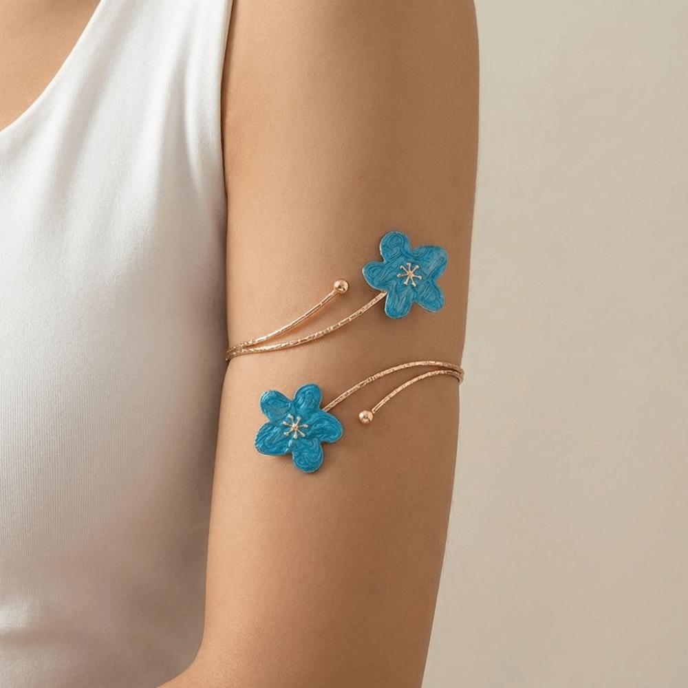 Colorful Open Arm Bangle Drip Oil Armband Fashion Flower Bracelet  Girls