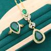 Water Drop AAA Zircon Necklace Earring Ring Gold Jewelry Set Anti Allergy