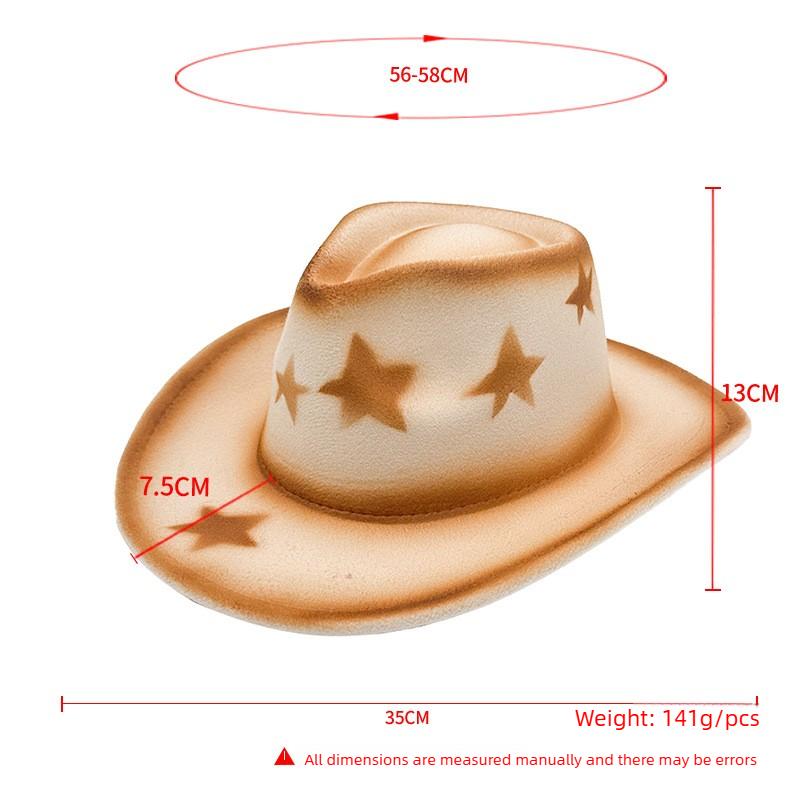 Cappello di Lana a Forma di Cuore, Cappello Jazz per Coppia Uomo e Donna, Cappello a Cilindro Western da Cowboy Spruzzato a Stella a Cinque Punte