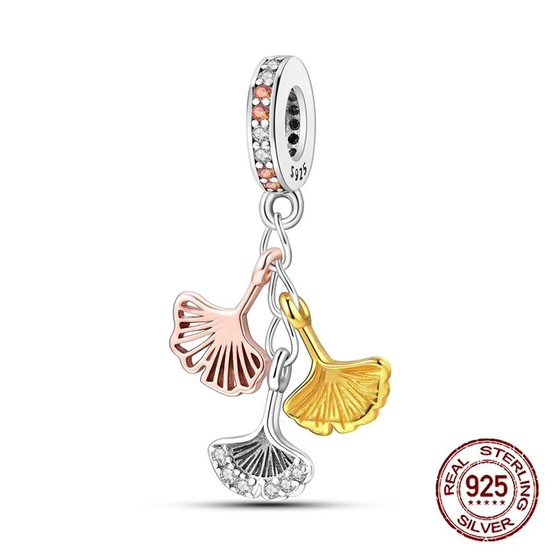 Copper Maple Leaf Hedgehog Mushroom Pendant Flowers Safety Chain Beads Charms Fit 4Mm Aperture Bracelet Diy Jewelry