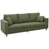 3 Seater Sofa With Wide Seat Corduroy Fabric Couch With Deep Seat Spring Cushion Green