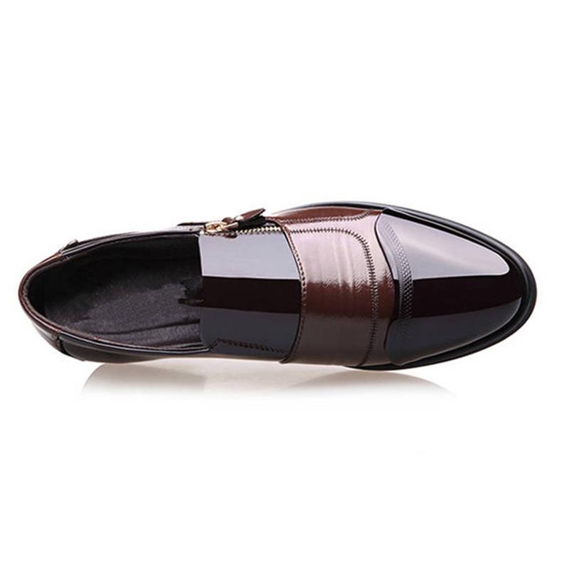Marke Herren Business Lederschuhe Mode Spitzschuh Rutschfest Oxford Kleiderschuhe Herrenschuhe Klassischer Reißverschluss Lässige Laufschuhe 38-48