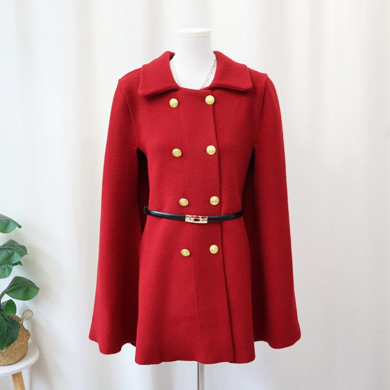 Medium and Long Knitted Double-sided Woolen Cloak Coat Women's Autumn and Winter New Temperament Sweater Shawl Jacket