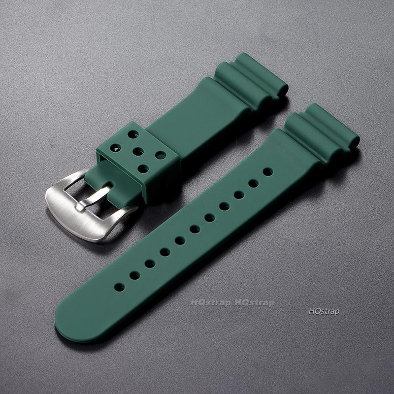 

20mm 22mm Silicone Strap for Seiko Watch Band Men Women Sport Waterproof Diving Rubber Wrist Bracelet Accessories Universal Belt 22mm&no logo зелений