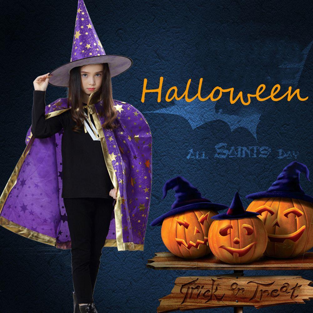 Witch Caps Girls Children Cosplay Costumes Performance Clothes Scary Costumes Halloween Cloak Sets