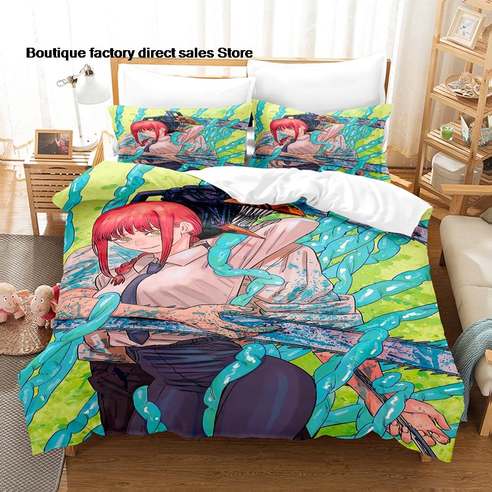 3Pcs Chainsaw Man Denji Anime Bedding Set 3D Print Shonen Manga Duvet Cover Pillowcases for Teens Fans Room Decor Gift Bed linen
