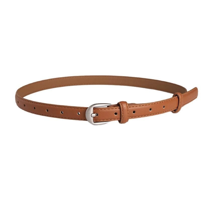 Faux Simple Women Leather Waist Belt Office Casual Fashion Round Buckle Metal