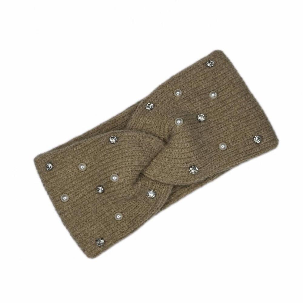 Rhinestone Pearl Decor Winter Pearl Headband Multiple Colors Elastic Ear Warmer Winter