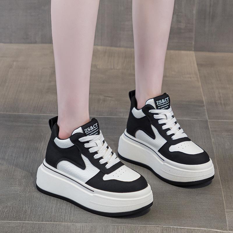 Thick-soled High-top Shoes Autumn and Winter New Warm and Velvet Leather Small Casual Sports Board Shoes Tide
