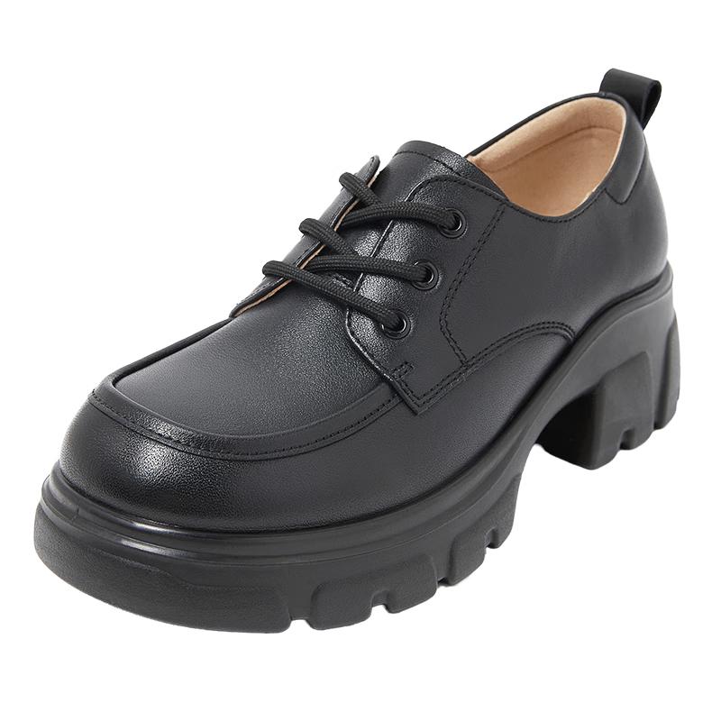 COMELY Women s Thick-Soled Leather Lace-Up Oxford Shoes 35