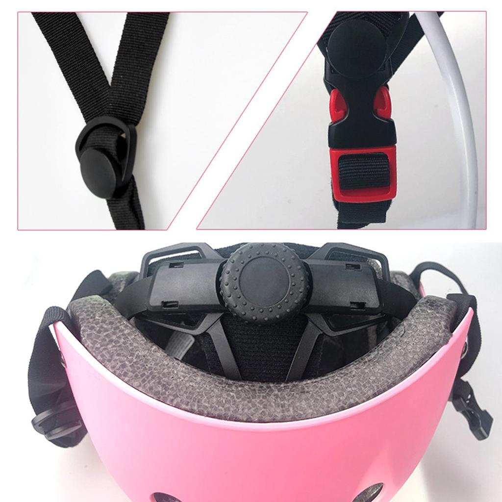 7pcs Skiing Protective Gear Extreme Sport Helmet Knee Wrist Pad Handguard (Pink)