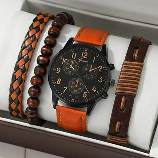 Men's 3-Piece Business Gift Set: Watch, Bracelet, and Necklace for Holidays or Birthdays