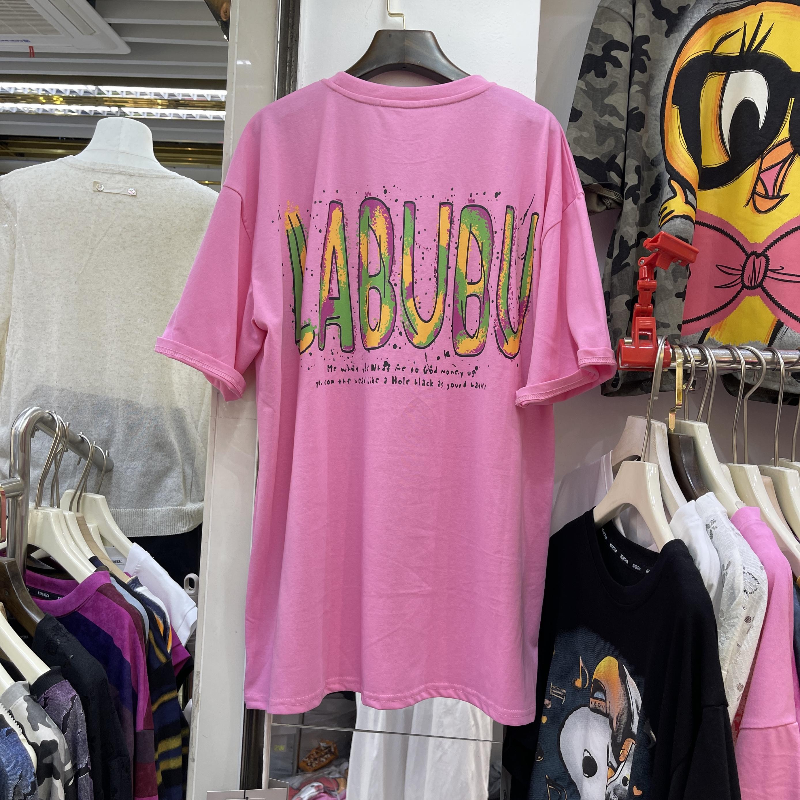 

2025 Новый Модный Бренд Омолаживающая Летняя Мультяшная Милая Футболка с Принтом Лабу Повседневная Футболка с Круглым Вырезом Женская 3XL