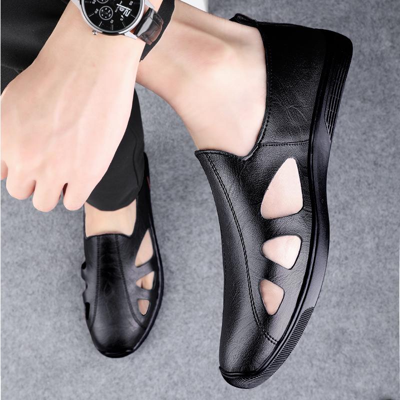 Fashion Luxury Brand Cow Leather Retro Sandals Men's Summer New Shoes Leisure Beach Shoes Male Genuine Leather Slippers Business Sandals