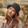 Autumn and winter wool hat women's fashion bucket hat big eaves dome cute top hat woolen adult