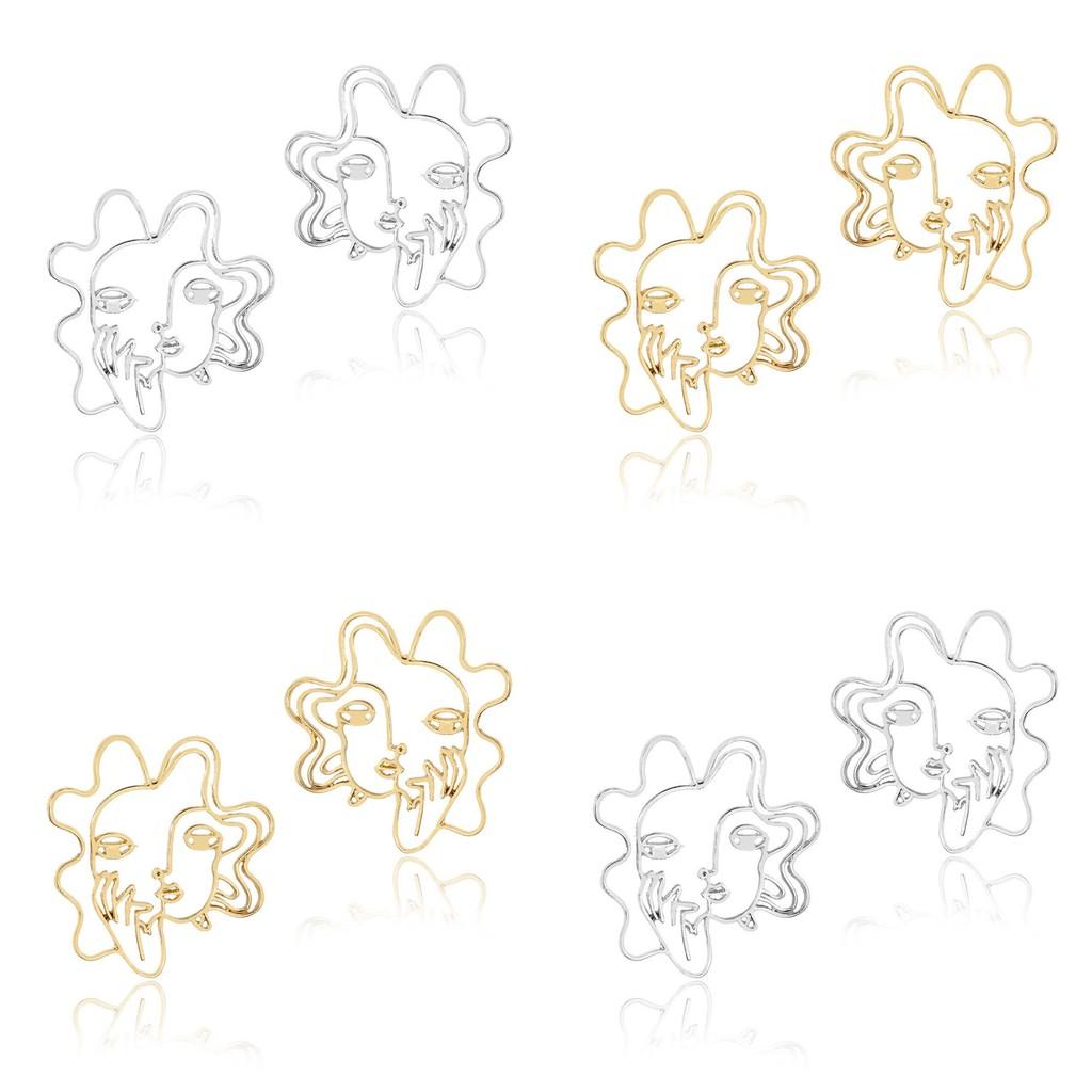 Stylish Alloy Face Earrings Minimalist Geometric Look For Urban Fashionistas