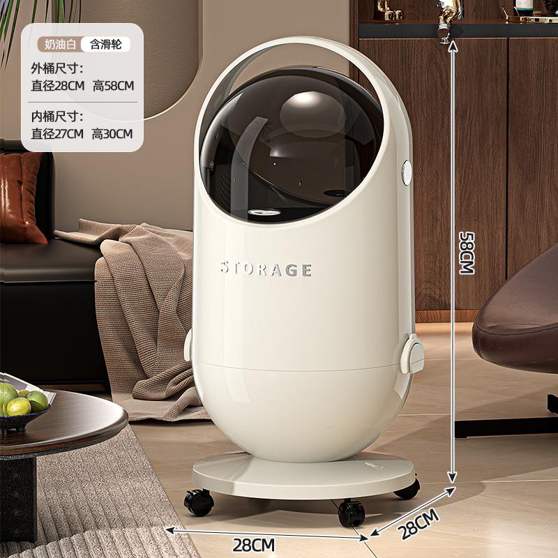 Updated Premium Trash Bin with Lid Rolling Wheels Stylish Design for Home Living Room Kitchen Bedroom No Bending