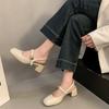 Spring 2025 New Sandals Temperament Rear Empty Square Head Mary Jane Single Shoes Women's Shoes Thick Heel High Heels
