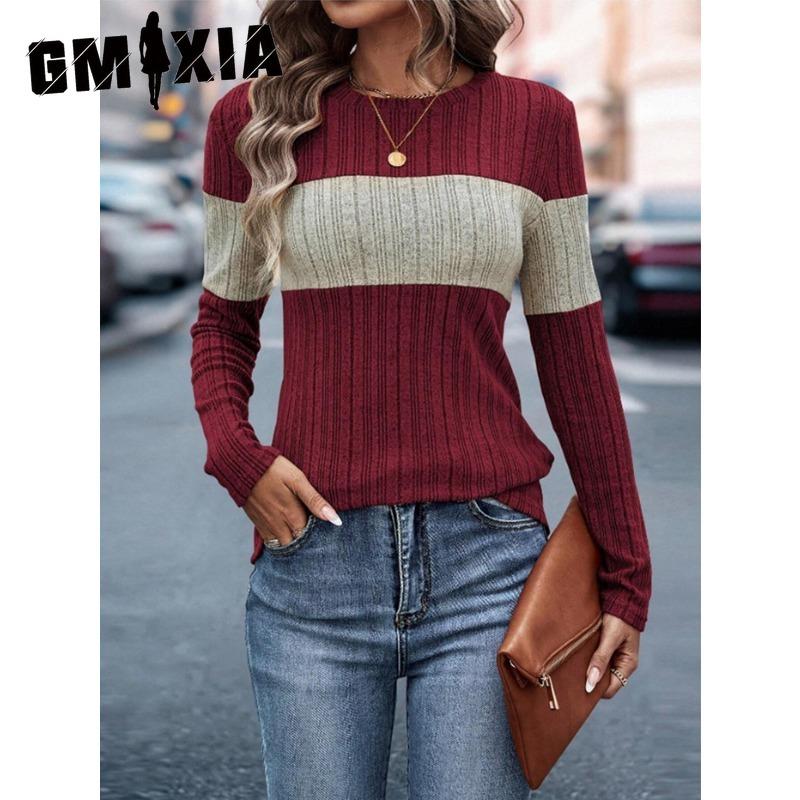 

GMXIA Women s Fashion Casual Leisure Autumn Winter Long Sleeve O-Neck Blouses & Shirts S бордовий