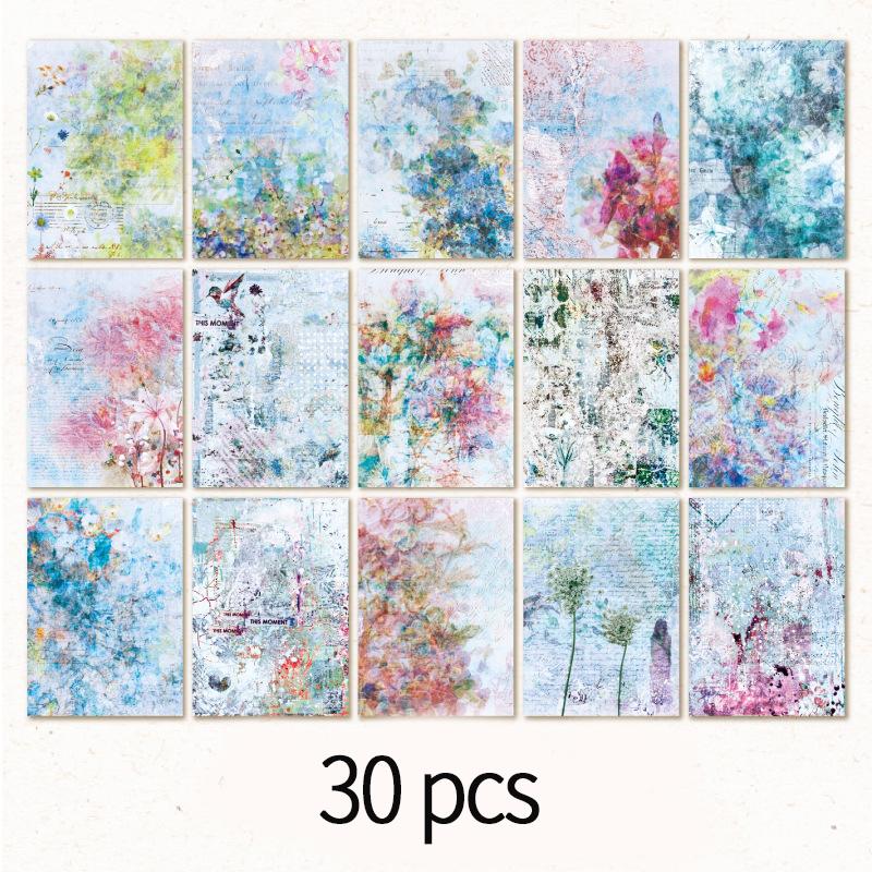 30 Pcs Vintage Flowers Material Paper Decorative Diary Album Scrapbooking Background Paper DIY Hand Made Junk Journal Supplies