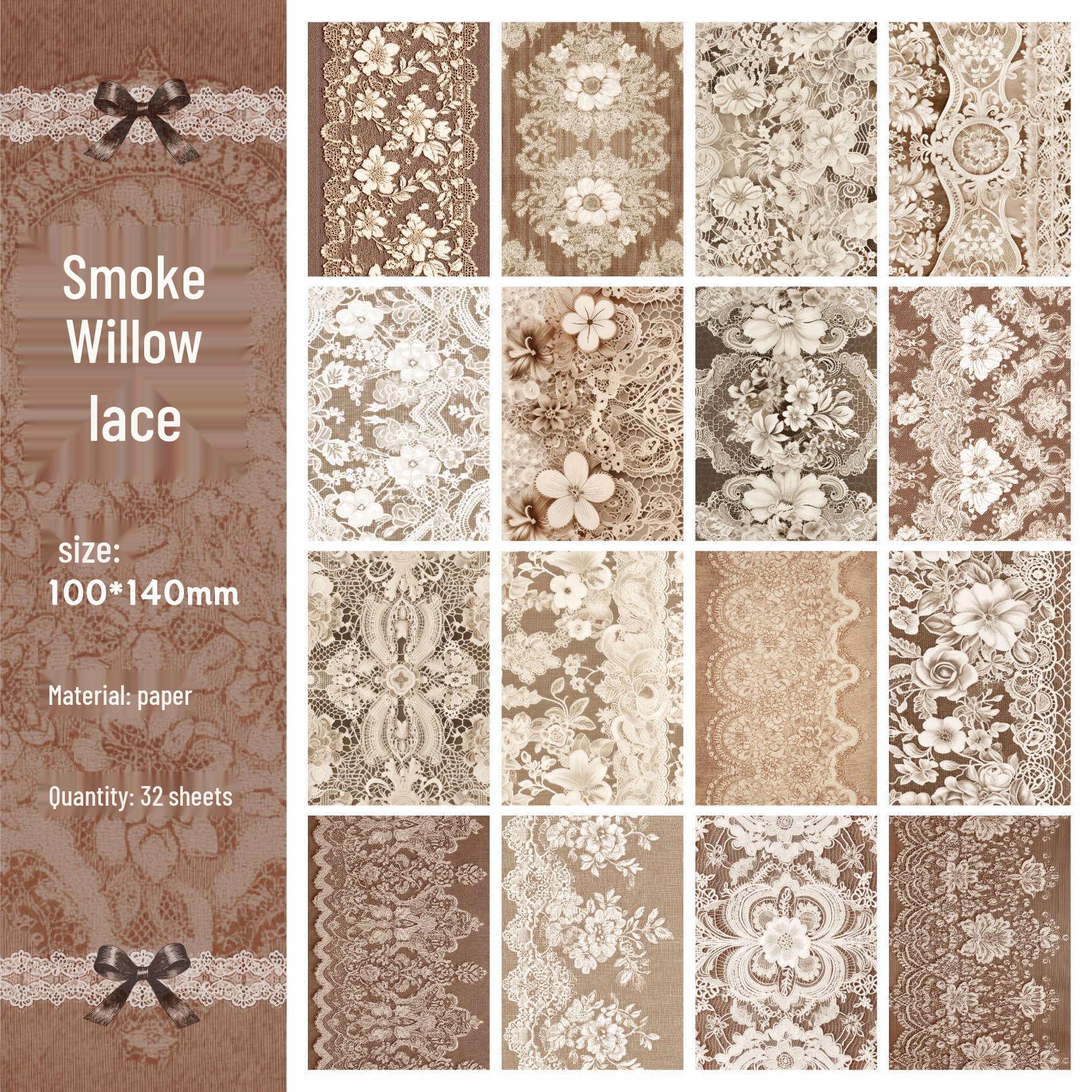 Серия винтажной тисненой кружевной бумаги: 32 листа для ведения дневника и наклейки для коллажа