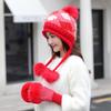 Hat Women's Winter Gloves Two-piece Set Versatile Fashion Knitted Hat Warm Ear Protection Cute Double Ball Wool Hat