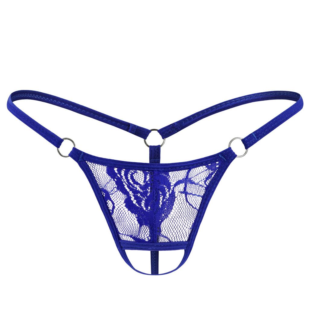 Mens Open Front Lace Thongs Low Rise Spaghetti Strap G-String See Through Lingerie Underwear Sissy Panties Penis Hole Underpant