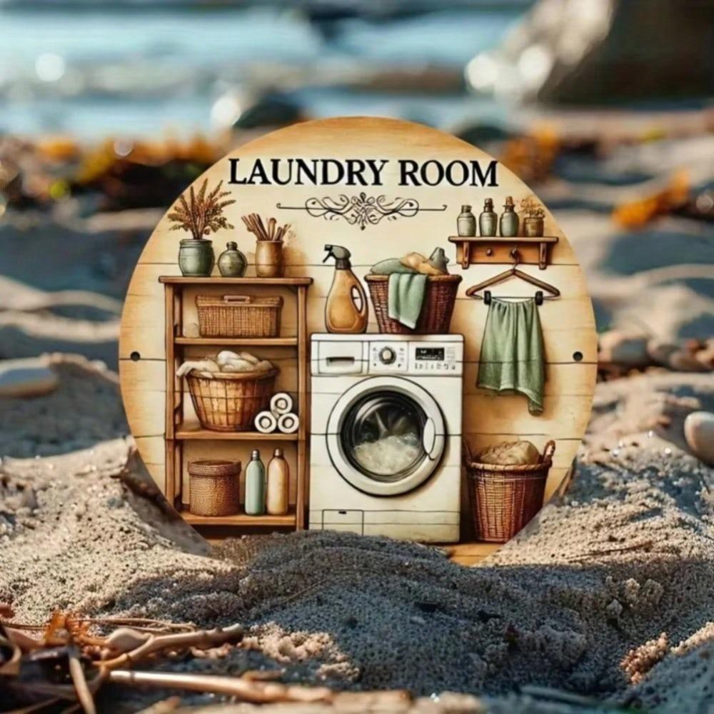 Vintage Laundry Tin Sign Washer Detergent Iron Wall Decor Home Bathroom