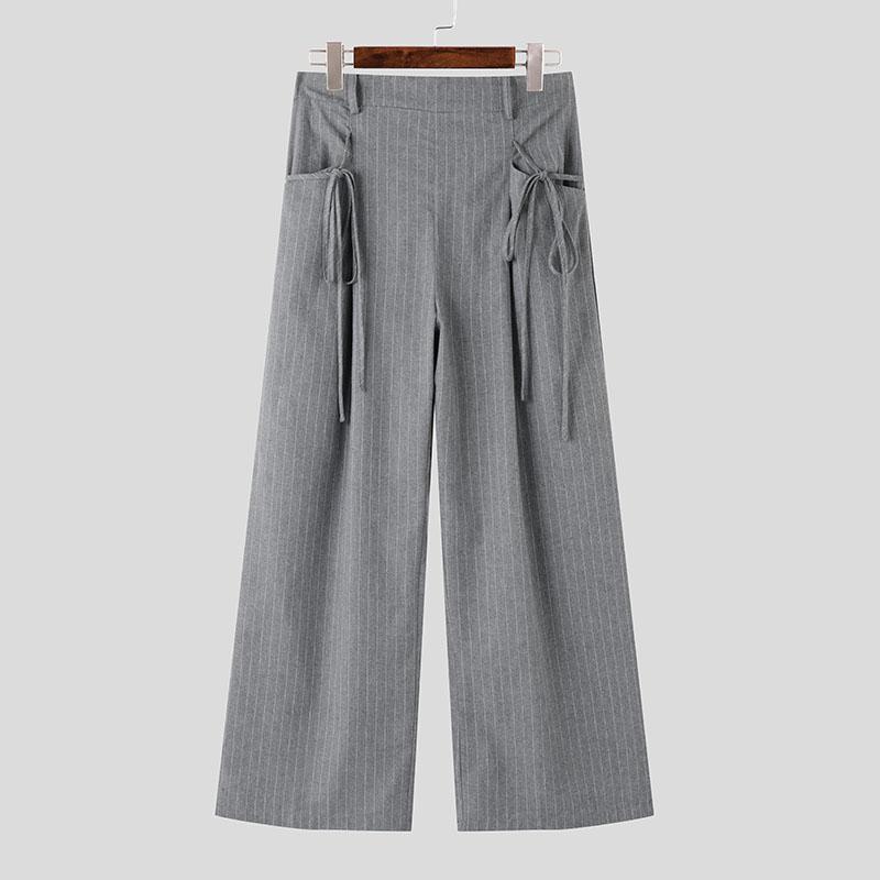 

INCERUN мужские повседневные длинные широкие брюки с эластичной резинкой на спине и полосатыми карманами 4XL серый