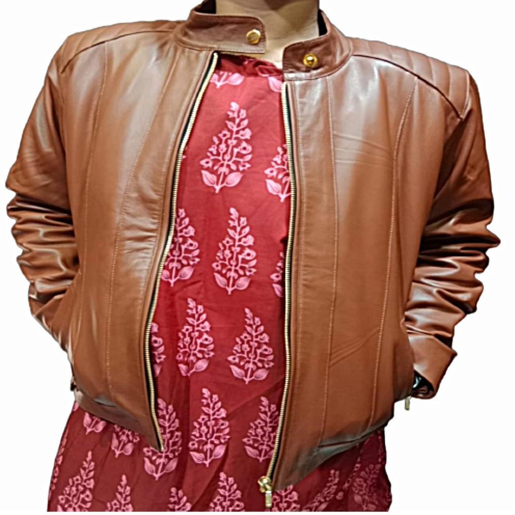 Women's, Biker Jacket, BROWN Leather, Motorcycle Jacket, Bomber Jacket, Ride In Style, Biker Jacket, Quilted Jacket, Moto Jacket,Zipper Casual STYL