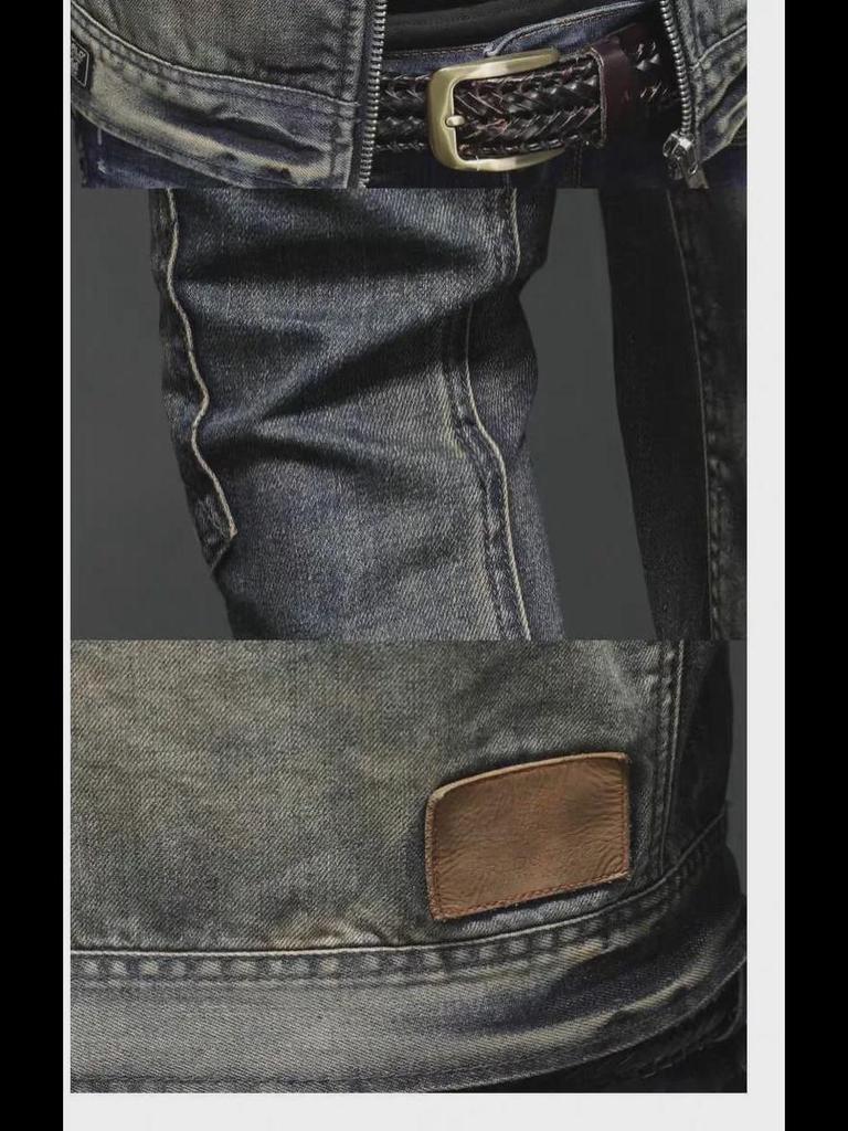 Pánská retro džínová bunda na motorku s límečkem - evropský a americký pouliční styl na podzim/zimu.