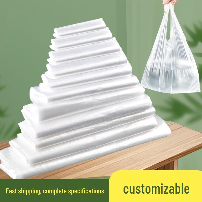 Large White Transparent Plastic Tote Bags (40x60) – Thickened Vest-Style for Food